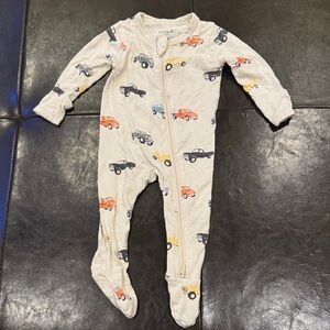 Kyte BABY Cream Footie with Colorful Car Print